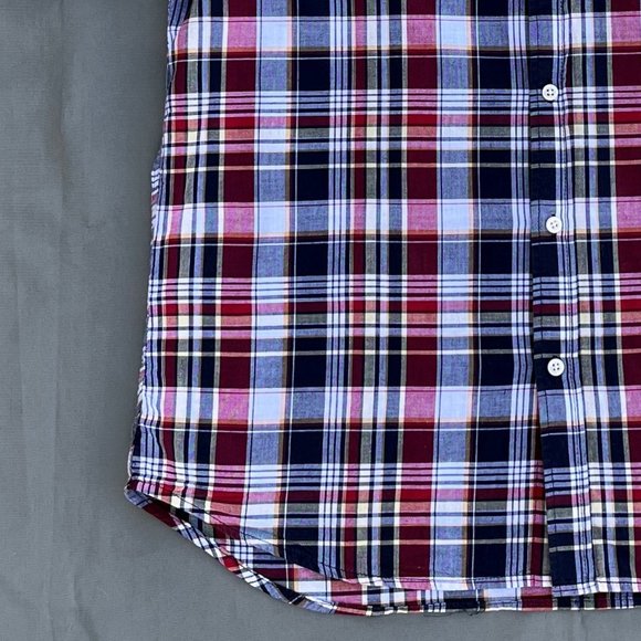 Old Navy Red Multicolor Plaid Button Down Shirt Men Size Large - Picture 5 of 13
